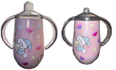 Kitty New 14 Ounce Stainless Steel Sippy Training Cup With Handle