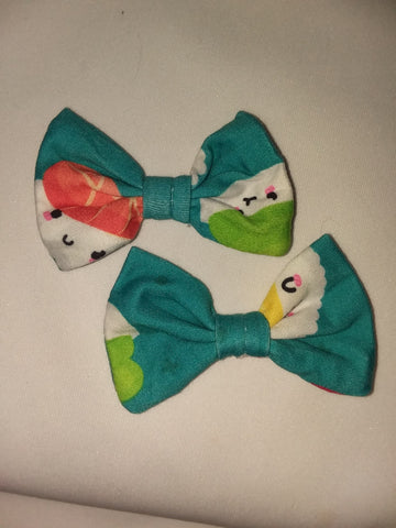 LIL SUSHI BABY Boutique Fabric Hair Bow 2pc Set