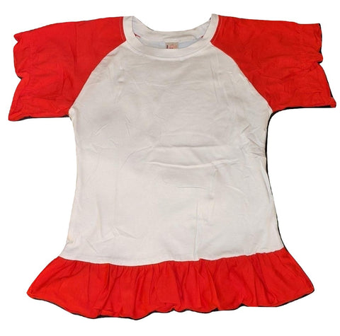 Red & White Puffy Short Sleeve T-Shirt XS S ONLY