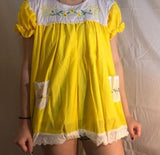 Bright Yellow Lil Bird Embroidered Baby Doll Dress